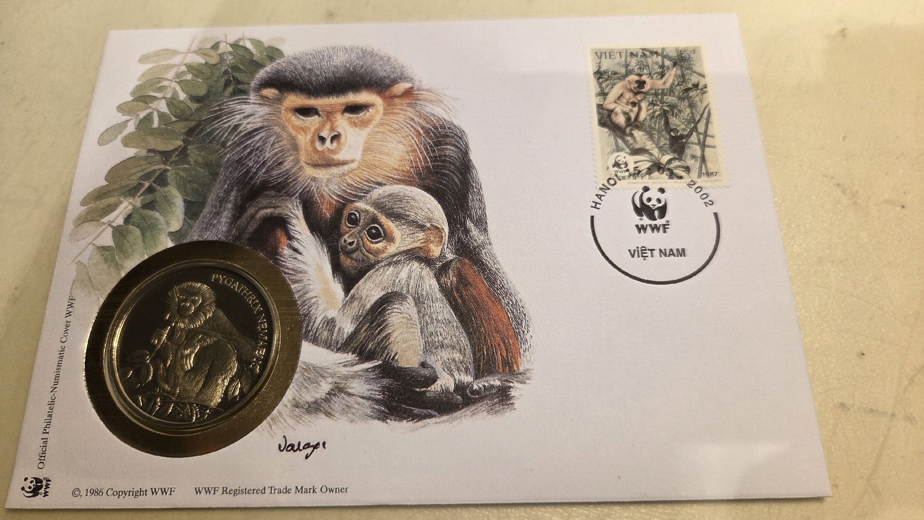 Alle Münzen: 2002 Medallienbrief WWF Kleideraffe – Gebraucht aus Arni AG von Moth68