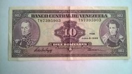 Billet banque Venezuela 10 Bolivars 05/06/1995 TBE+
