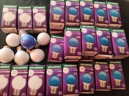SylvaniaBlaue und weisse LED Lampen, E27 0.5W alle zusammen