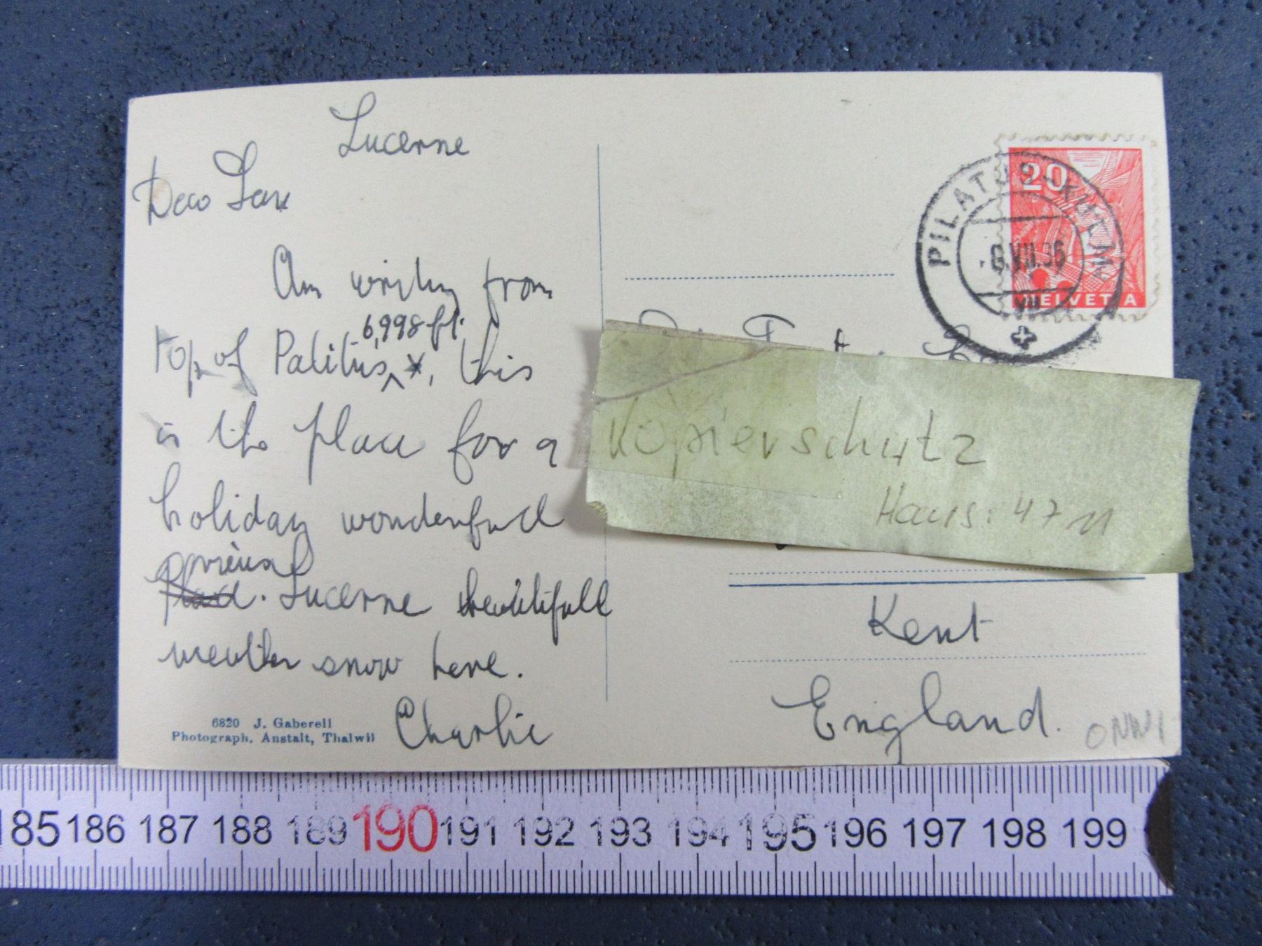 Ansichtskarten: PILATUS TOMLINSHORN 1936 ONW AK – Gebraucht aus Ettingen von Hausi4711 1