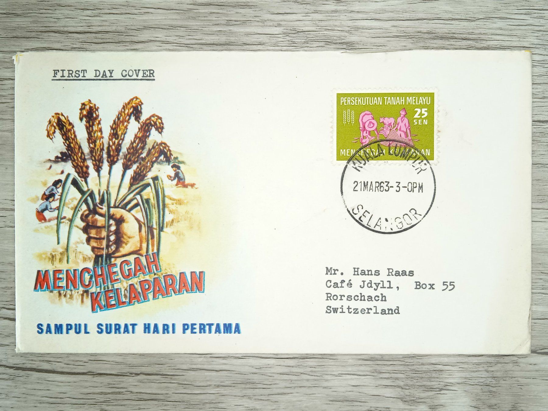 Tutti i francobolli: TR84 Enveloppe + Timbre Malaisie 1963 – Usato da Cousset venduto da Patrick_Collections