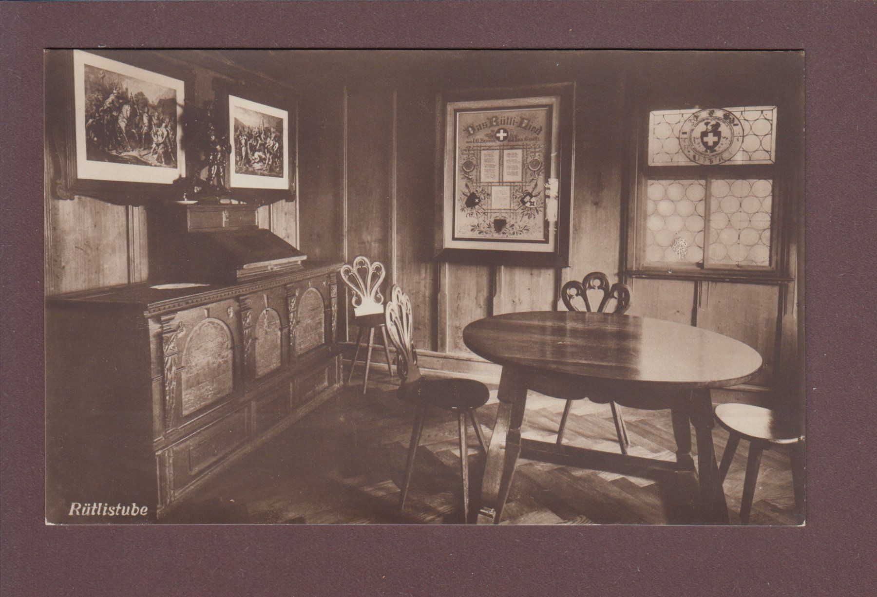 Cartoline postali: RÜTLISTUBE - Das Rütli Lied - 1923 – Usato da Pully venduto da nicecards