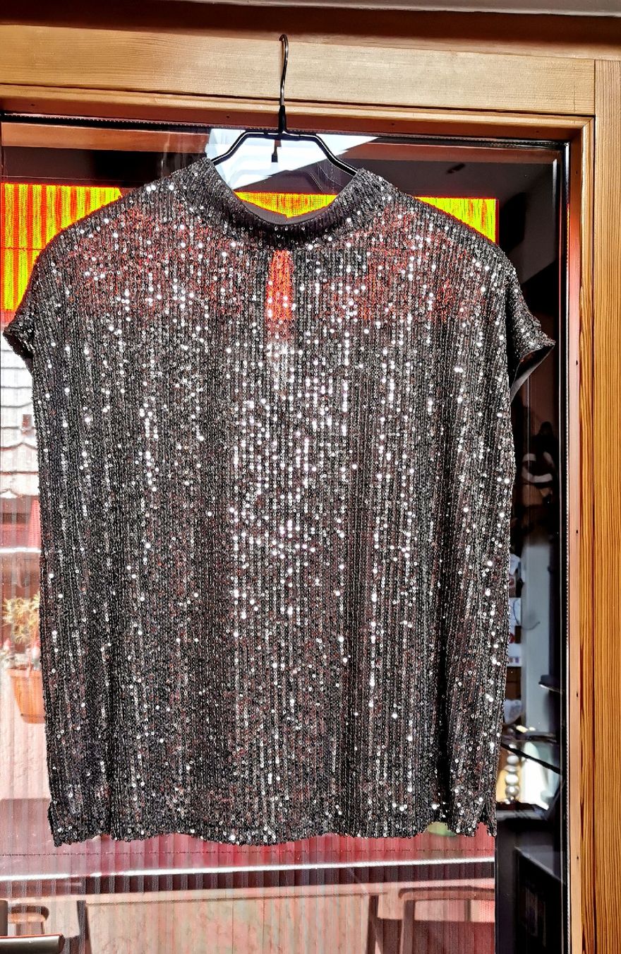 Top: Glitzer Top von CARTOON, Silber, festlich, Grösse L – Usato da Naters venduto da felizb60