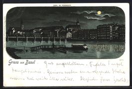 Litho Basel, Ortspartie am Flussufer