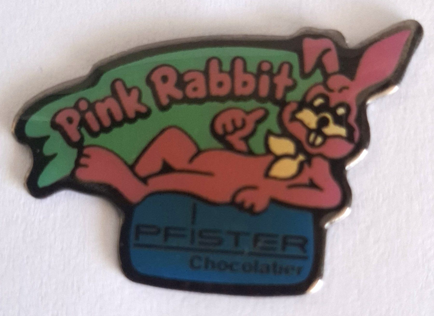 Placchette & Badge: Pfister Schokolade Pink Rabbit – Usato da Hinterkappelen venduto da Schampus