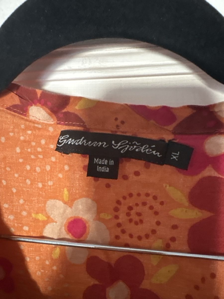 Gudrun Sjöden Tuniche: Gudrun Sjödén Tunika Blumenmuster Orange XL – Usato da Affoltern am Albis venduto da Cmara 3