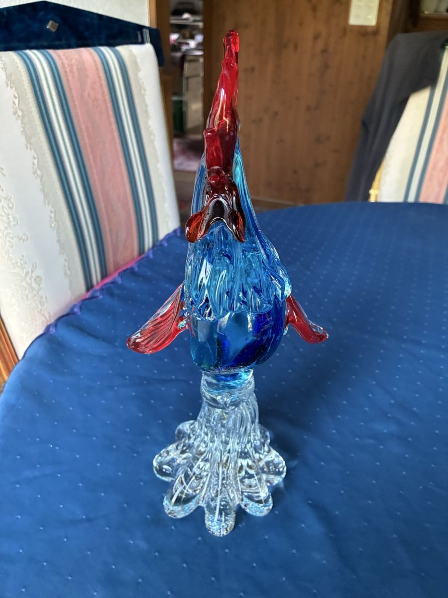 Murano Bicchieri: Murano - grosser Güggel rot/blau – Usato da Dornach venduto da Rosengarten 1