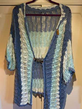 STRICKJACKE-BIJOUX, EINZELSTÜCK-BLAU-TÜRKIS