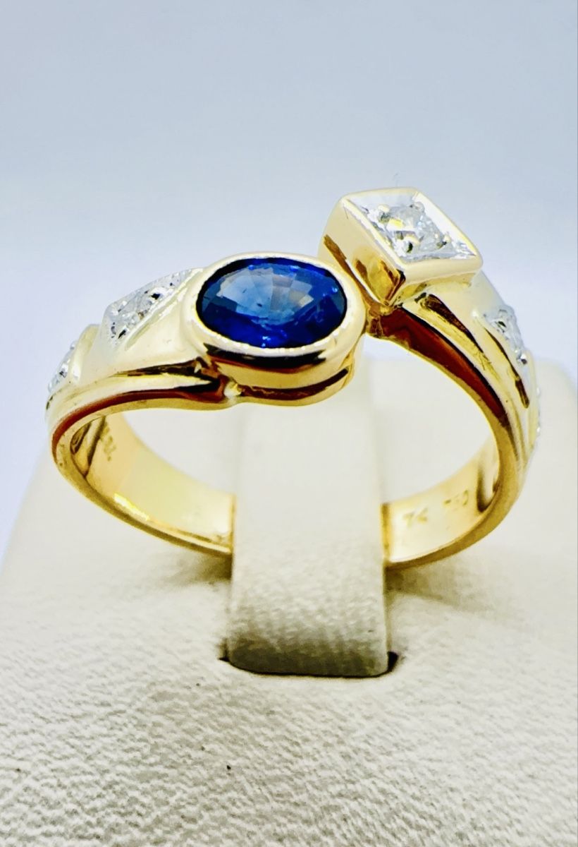Anelli: 750 Gold Ring mit Saphir und Brillanten – Nuovo (secondo la descrizione) da Murg venduto da MTGold 4