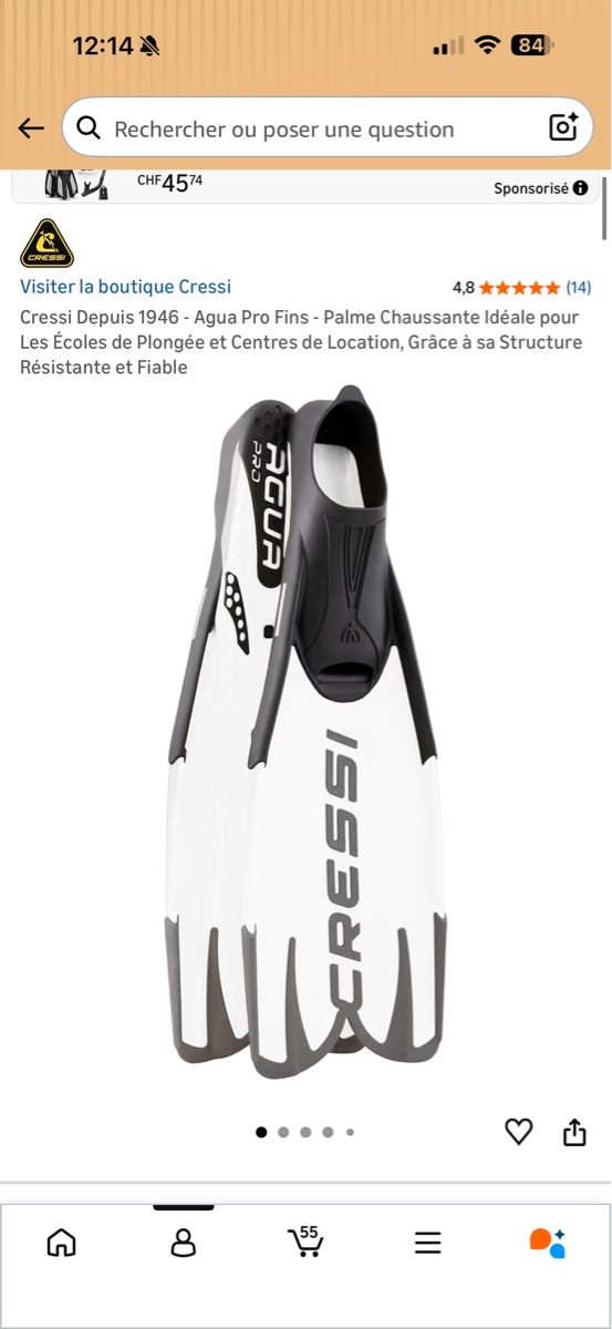 Cressi Pinne, Maschere & Boccagli: Palmes Cressi neuves, taille 38-39 – Nuovo e nell'imballaggio originale da Lausanne venduto da gio_qwg7 1