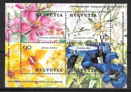 Sonderblock 1033 Blumen Singapur - Schweiz ** 20.09.2001