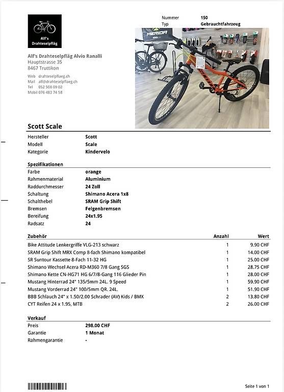 Biciclette: Scott Scale 24" – Usato da Truttikon venduto da Drahteselpflaeg 3