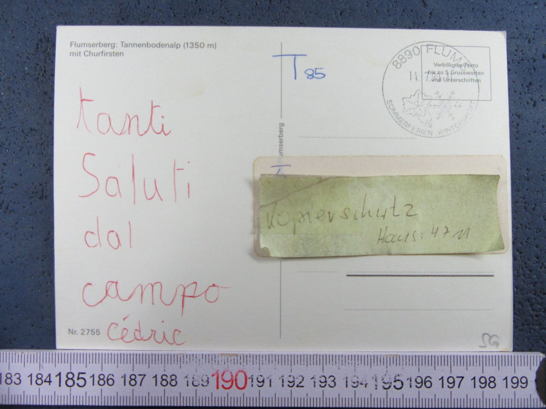 Cartoline postali: FLUMSERBERG TANNENBODENALP HOTELS – Usato da Ettingen venduto da Hausi4711 1