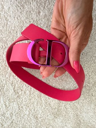 30 Montaigne Gürtel Cannage Kalbsleder in pink, 34 mm