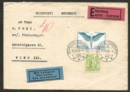 Flugpost Schweiz 1938 Zürich Wien Luftpost