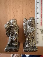 2 chinesische Zinnfiguren / Gottheiten massiv