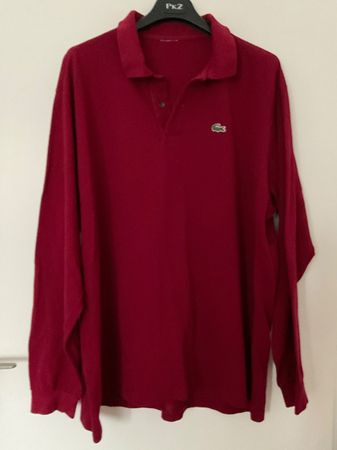 Lacoste Poloshirt Langarm Gr 56 Bordeaux NEU