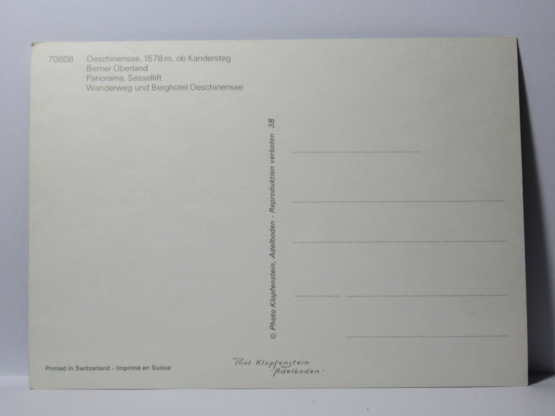 Ansichtskarten: Oeschinensee , Sesselbahn – Neu (gemäss Beschreibung) aus Grenchen von Bluemchen1900 2