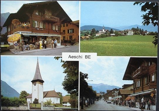 Ansichtskarten: 4-Bild-AK AESCHI BE Kiosk Bazar – Gebraucht aus Jona von philajona