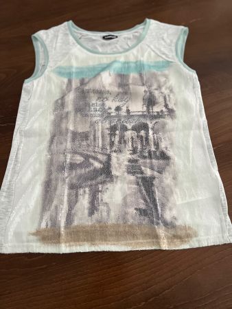 Damen T-Shirt Taifun Gr. 36 - bedruckt Pailletten