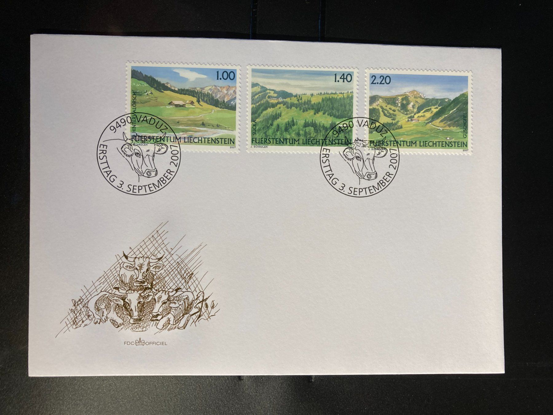 Tutti i francobolli: Liechtenstein 2007 Satz Ersttagsbrief Weidealpen – Nuovo (secondo la descrizione) da Liestal venduto da schnueps