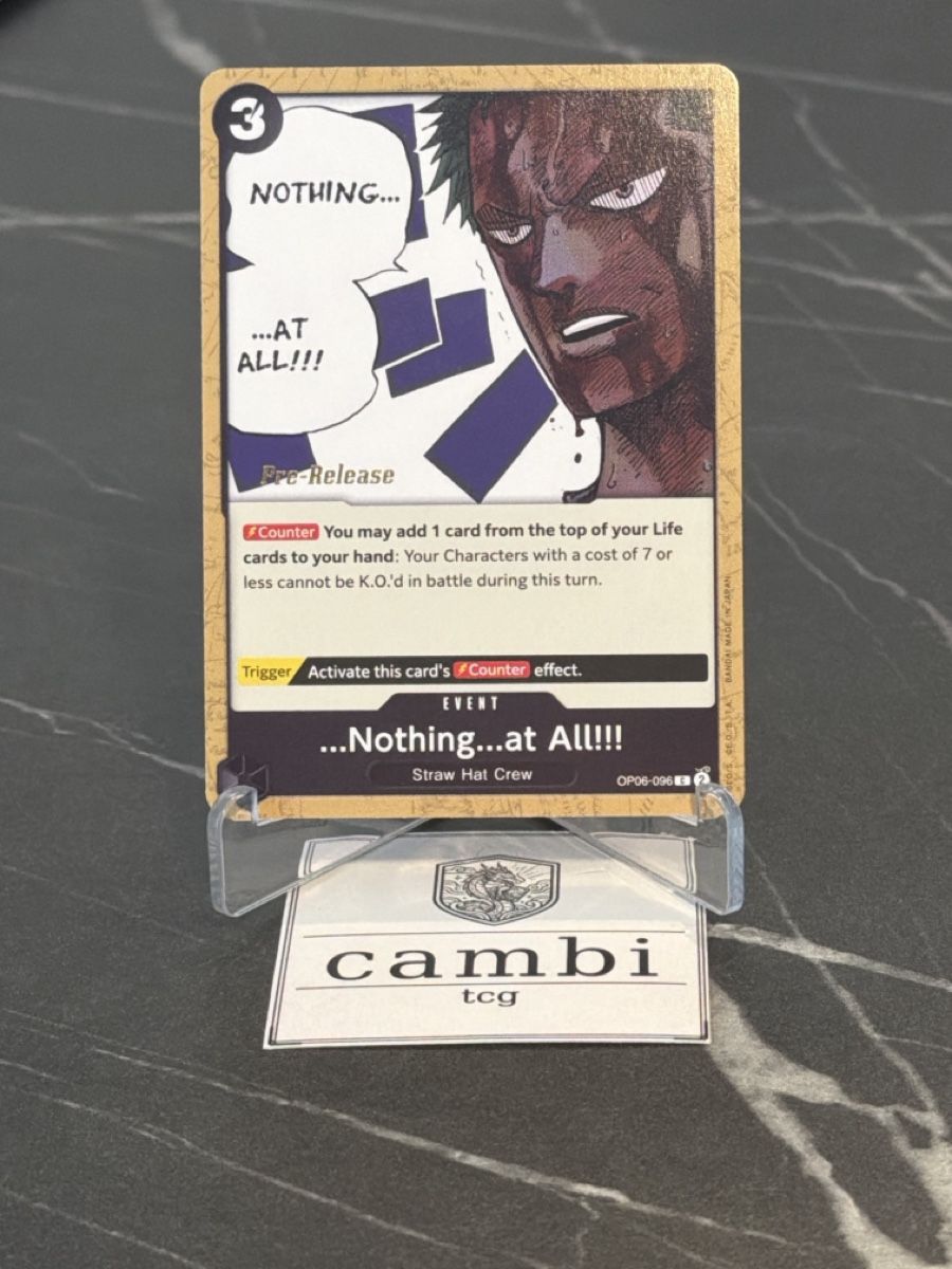 Bandai Carte collezionabili: One Piece OP06-096 Pre-Release Nothing at All, Englisch – Nuovo (secondo la descrizione) da St. Gallen venduto da cambitcg