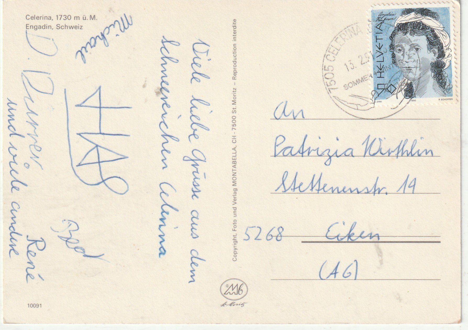 Cartoline postali: 3 Karten  Celerina Engadin – Usato da Lumbrein venduto da made02 1