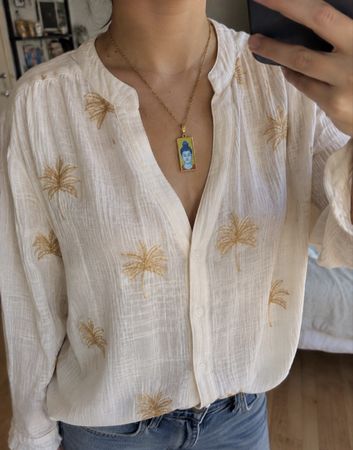 La Petite Étoile Paris – Blouse blanche brodée palmiers – Ta