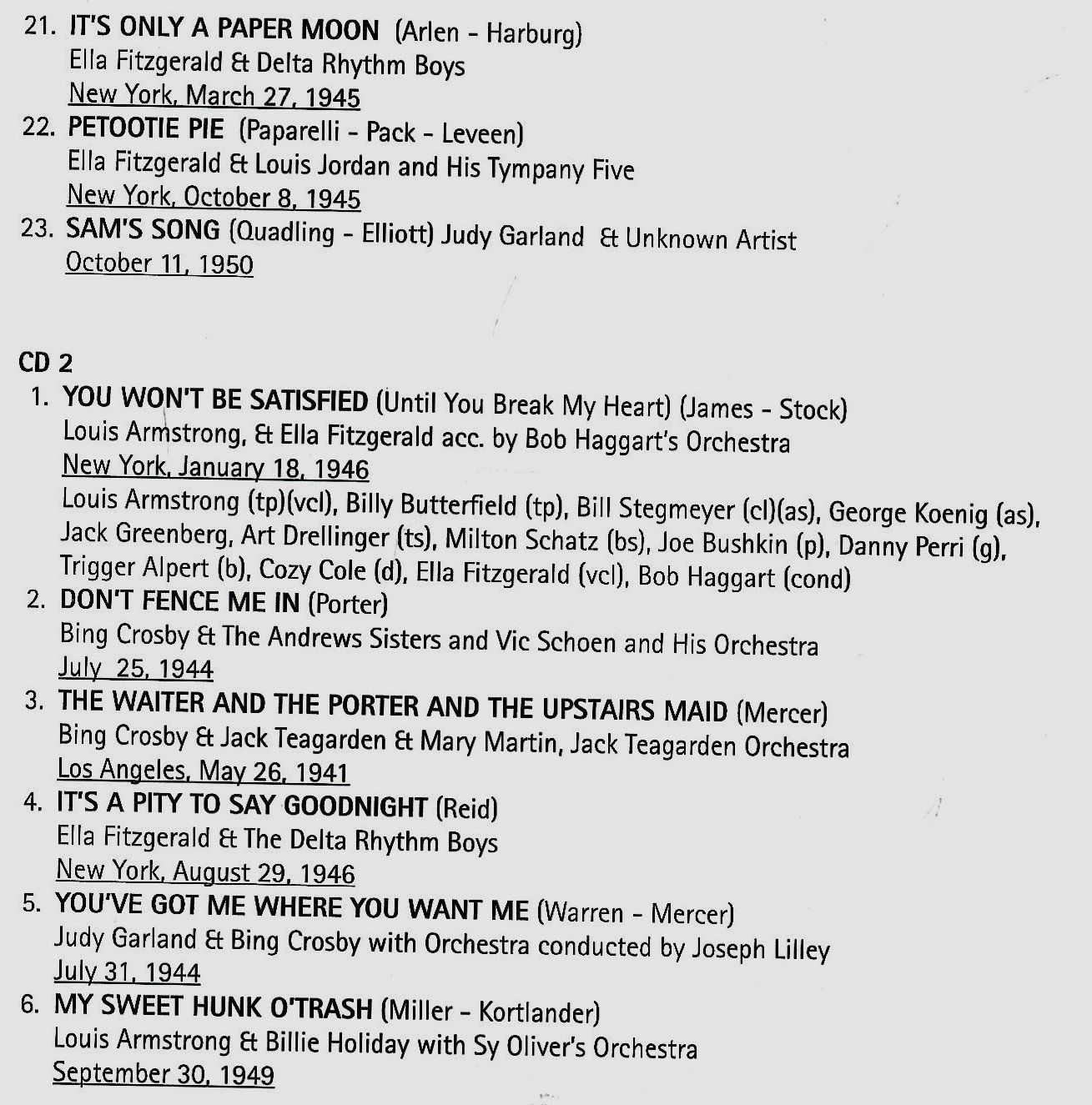 CDs: Jazz DUETS  Sinatra Holiday Fitzgerald Armstrong  4CD SET – D'occasion à Kandergrund par Sososo 3