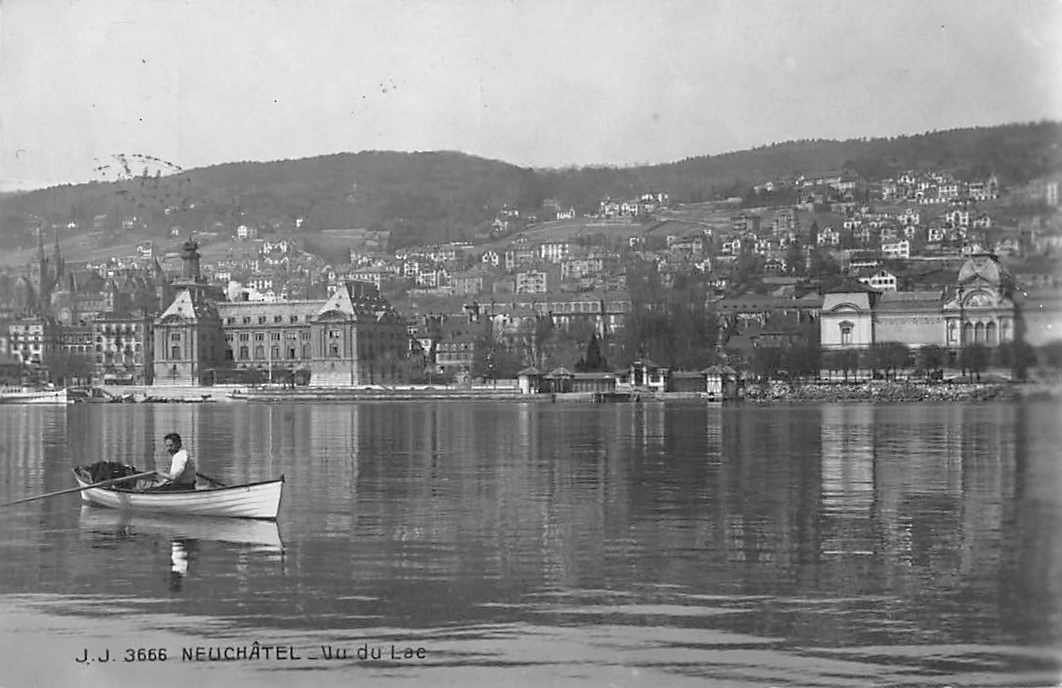 Cartoline postali: SOUVENIR de NEUCHATEL, VUE du lac 1920 – Usato da Lufingen venduto da Rac0