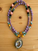 UNIKAT Necklace Rock Crystal & Gemstones 925SS 14k Vermeil