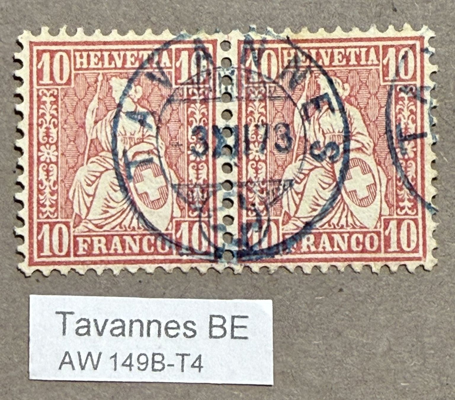 Tutti i francobolli: 38 Paar blauer Stempel Tavannes – Usato da Steinhausen venduto da yukon26 1