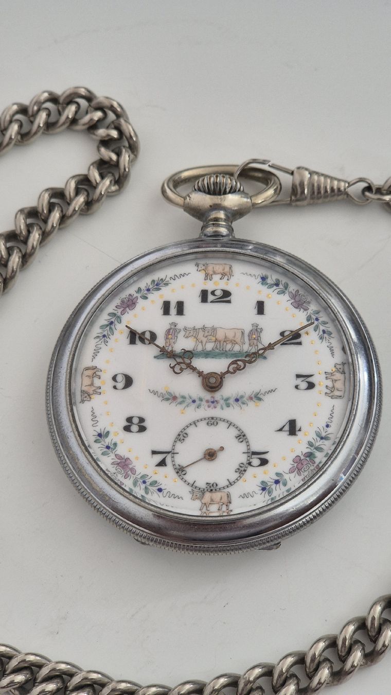 Orologi: Chüeli Taschenuhr mit Kette, 50.5 mm – Usato da Marbach SG venduto da Zippo1401