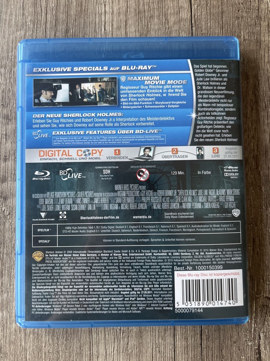 Tutti i DVDs: Sherlock Holmes Blu-ray mit Robert Downey Jr. – Usato da Frutigen venduto da abr_w5b2 2