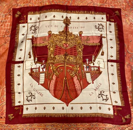 Foulard soie carré Hermès “ La Galère “ - rare vintage