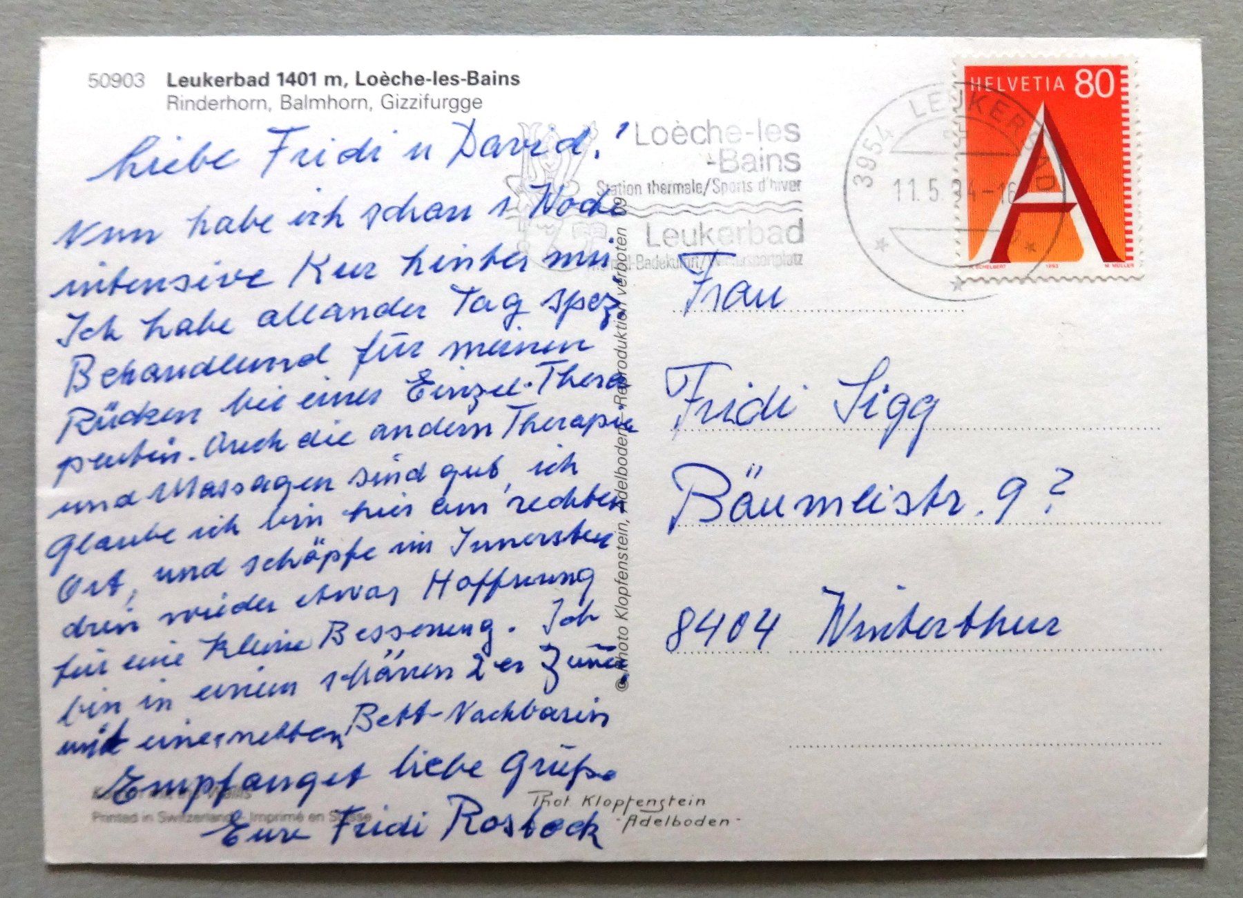 Cartoline postali: Leukerbad 1401 m, Loèche-les-Bains – Usato da Fétigny venduto da Billy2miny 1