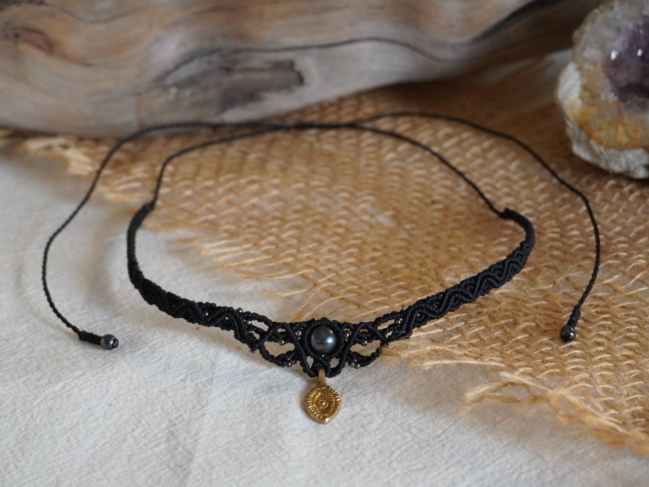 Catenine: nexa - Makramee Choker-Halskette - Personalisierbar – Nuovo (secondo la descrizione) da Heerbrugg venduto da R.St27 2