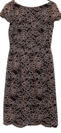 Elegantes Spitzenkleid Gr. 38/40 schwarz/silber/braun