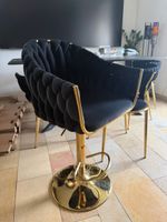 2x Barhocker, Schwarz/Gold
