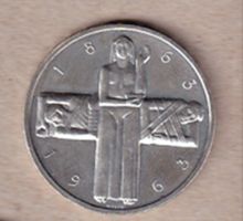 Pièce commémorative de 5 francs en argent 1963