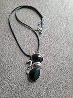 Halskette Katze Obsidian