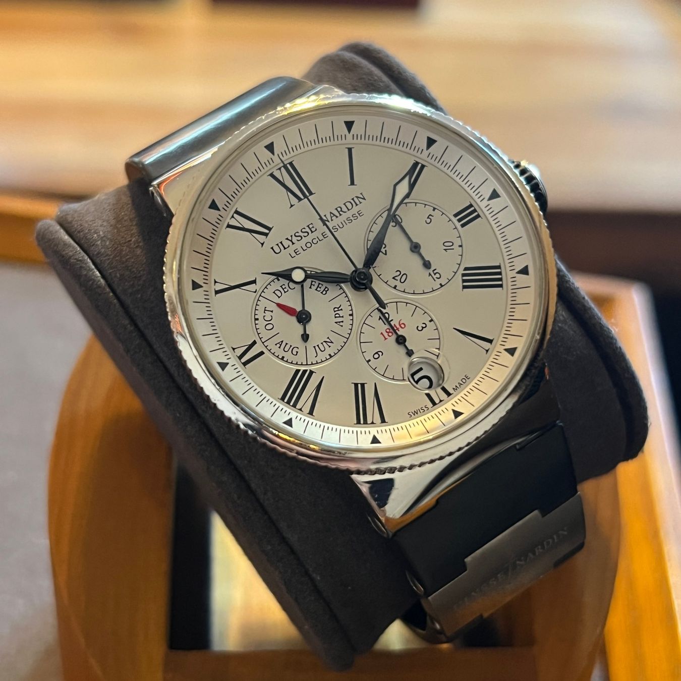 Ulysse Nardin Orologi: Ulysse Nardin Marine Chronograph Full Set 1533-150 – Usato da Carouge GE venduto da Watchaser 6