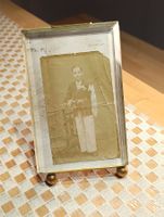 Jugendstil Bilderrahmen Messing Kristallglas um 1900j Top