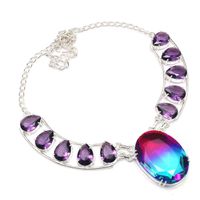Bi-Color Tourmaline Amethyst Handmade Necklace Jewelry
