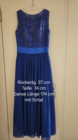 Blaues Abendkleid mit Spitze, Grösse 36/S - Festlich!