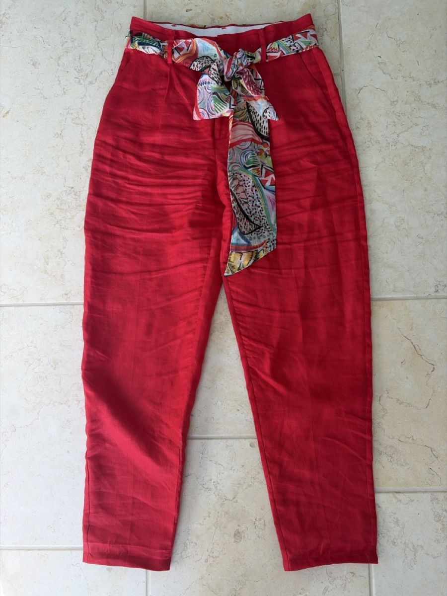 Mango Pantaloni: Rote Leinen Hose Mango – Gr. 38 – Usato da Arosa venduto da Val7050
