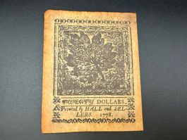 US-Kolonialbanknote – 20 Dollars, 1778