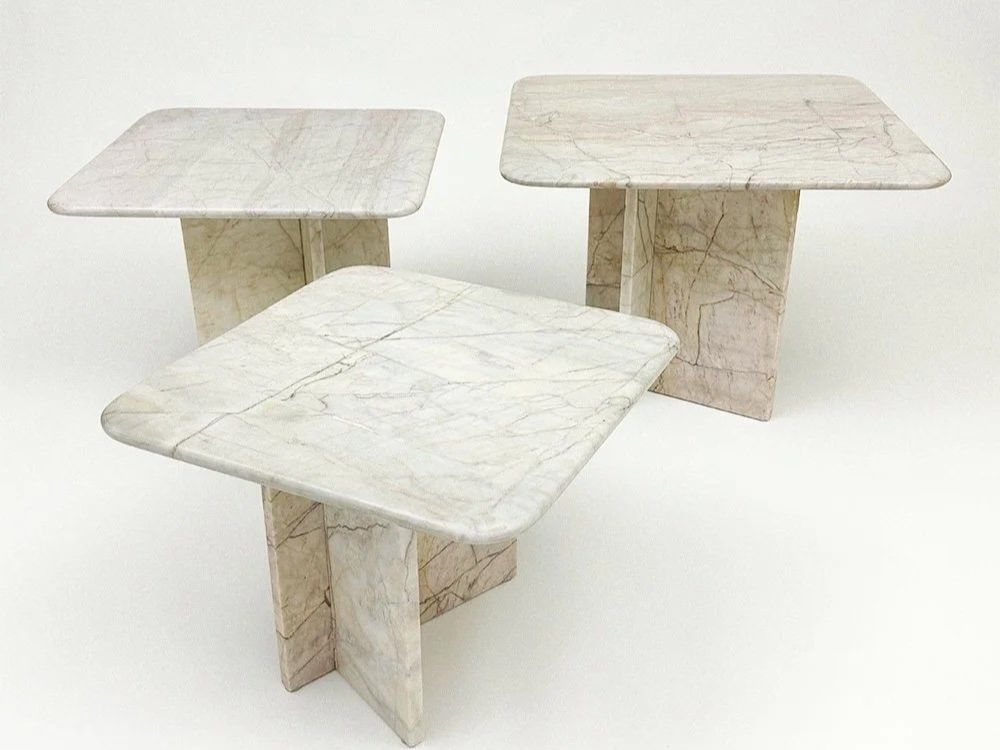 Set di tavolo e panche: 3er-Set Vintage Marmortische – Usato da Dagmersellen venduto da vvinteriorhome 1