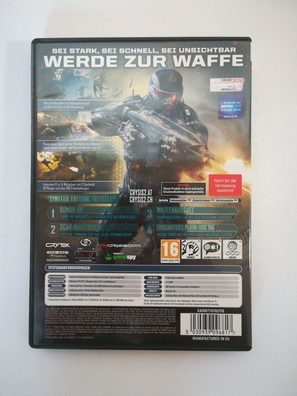Spiele: Crysis 2 Limited Edition für PC – Gebraucht aus Niederwil SG von berger.niederwil 1
