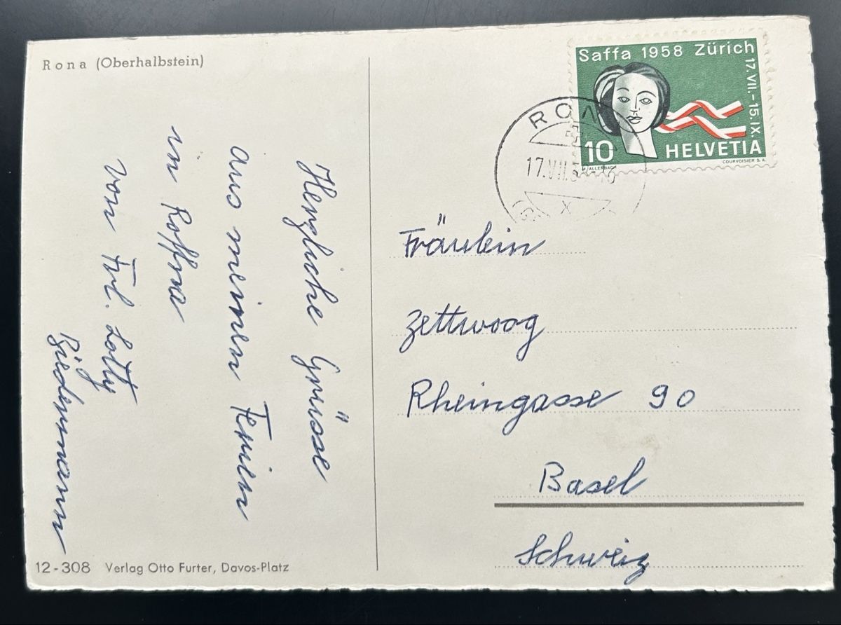 Cartoline postali: Luftaufnahme Rona Oberhalbstein – Usato da Horw venduto da Tellbub 1